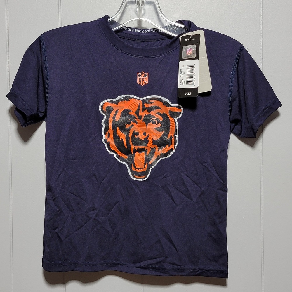 NFL Chicago Bears Kids Navy Blue Dri-Tek Graphic T-Shirt Size M 5/6 KN16Z0A8